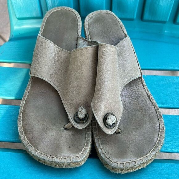 Andre Assous Wedge Espadrilles Tan Beige – Sz 38 / US 7.5 – Made in Spain 🌸
